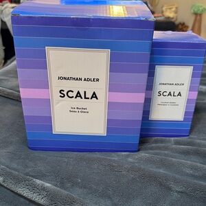 Jonathan Adler Scala Ice Bucket and Cocktail Shaker - Purple and Blue NIB